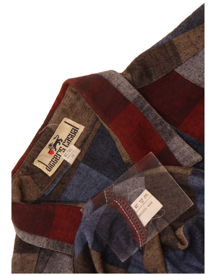 Męska koszula flanelowa w stylu vintage, rozmiar 38/39, średnia, wielobarwna, geometryczna bawełna