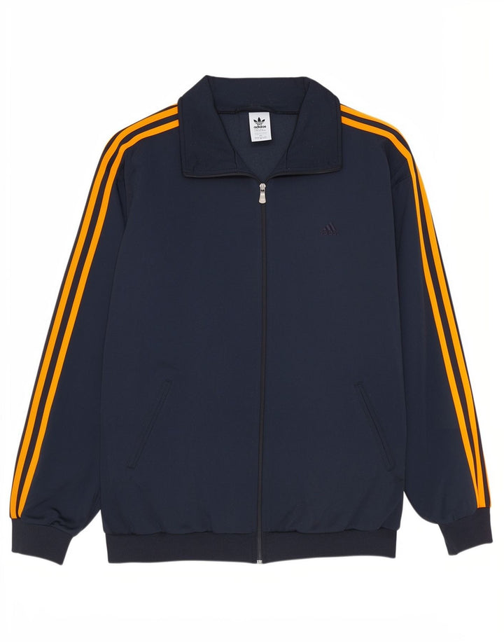 Adidas Męska kurtka dresowa UK 42/44, duża granatowa, poliestrowa