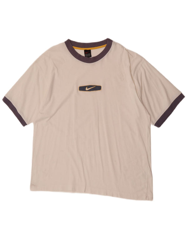 Męska koszulka z grafiką Nike Top UK 45/47 XL Biała bawełna z blokami kolorów