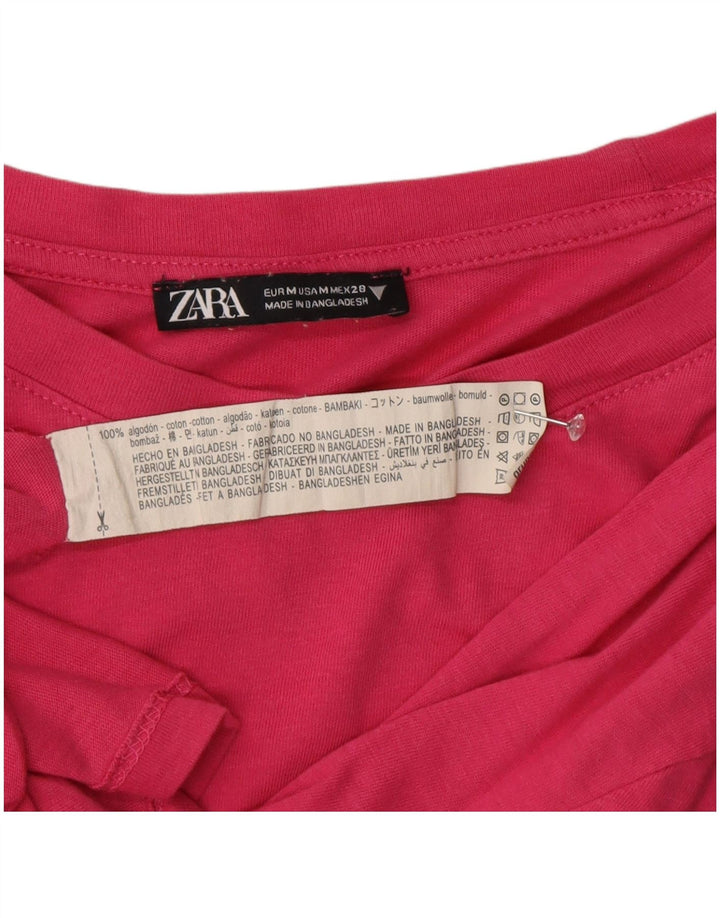 T-shirt damski Zara Top UK 14 Średni różowy bawełniany