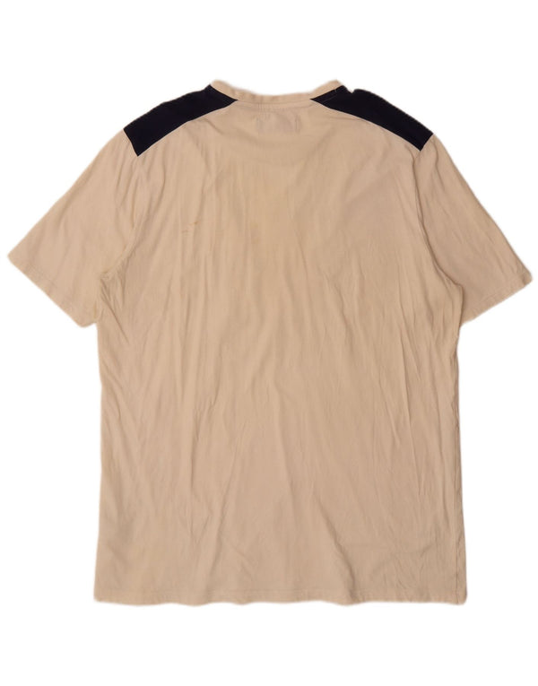 Męski T-shirt z grafiką Fila Top 2XL Beżowa bawełna z blokami kolorów