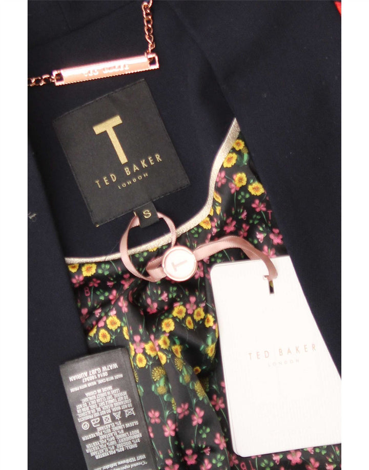 Damski płaszcz oversize z rękawem 3/4 Ted Baker UK 10, mały, granatowy w kwiaty