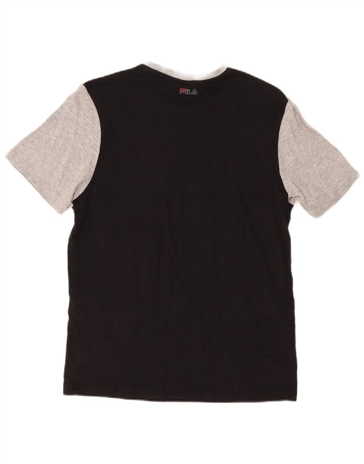 Męski T-shirt z grafiką FILA, mały, szary, bawełniany blok kolorów