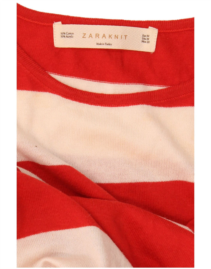 Damski sweter oversize z okrągłym dekoltem Zara UK 14, średni czerwony