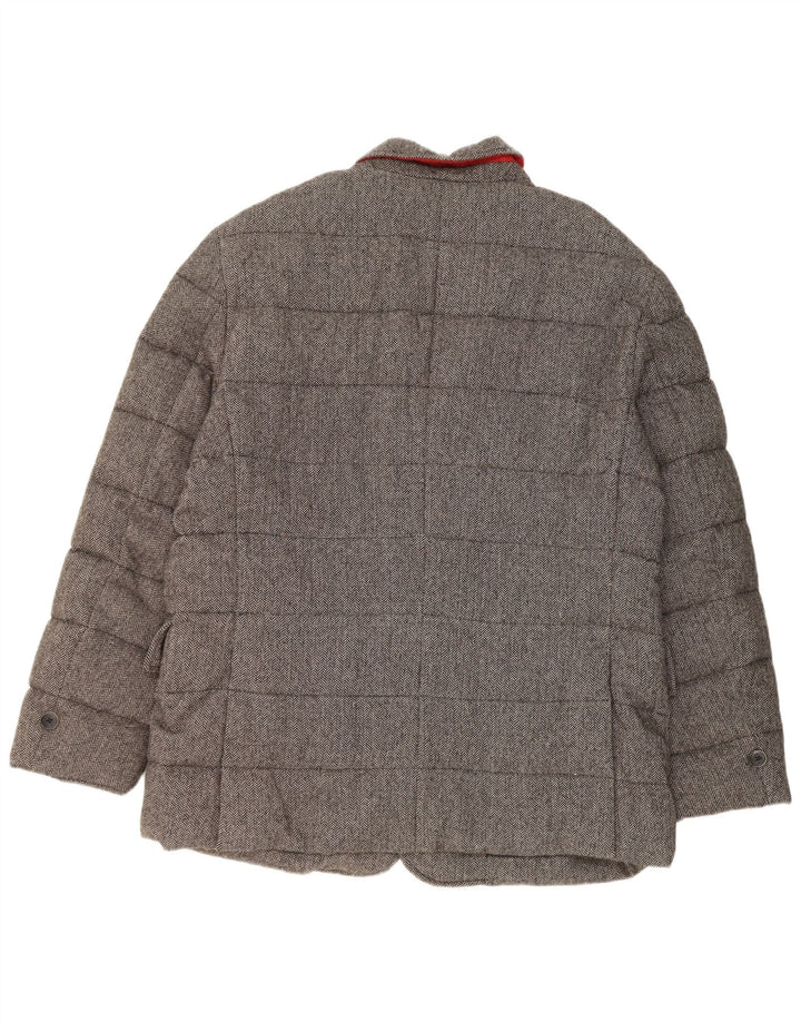 Męska ocieplana kurtka Tommy Hilfiger UK 44 2XL Szara wełna w jodełkę