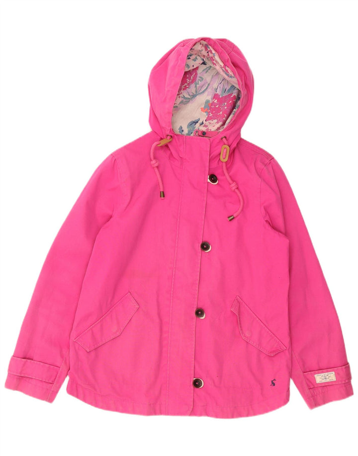 JOULES Womens Hooded Rain Jacket UK 12 Medium Pink Cotton