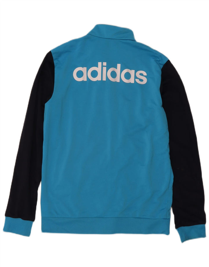 Adidas Męska bluza dresowa z grafiką, średnia niebieska, poliester z blokami kolorów