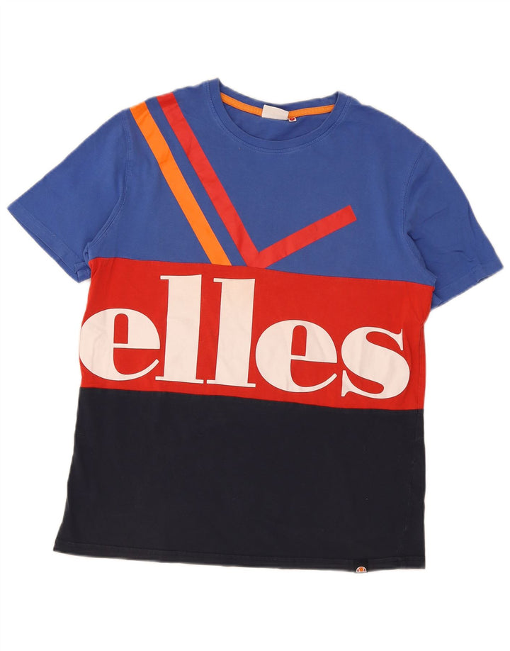 Męski T-shirt z grafiką Ellesse, mały, wielobarwny, bawełniany blok kolorów