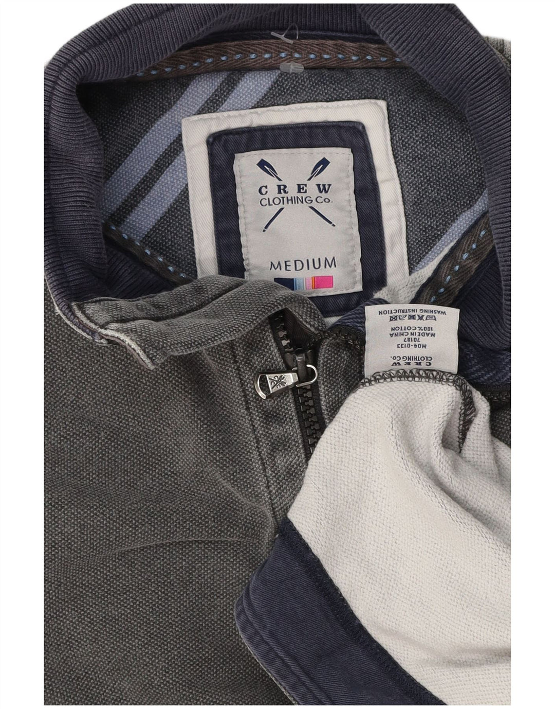 Crew Clothing Męska bluza z zamkiem błyskawicznym, średnioszara, bawełniana
