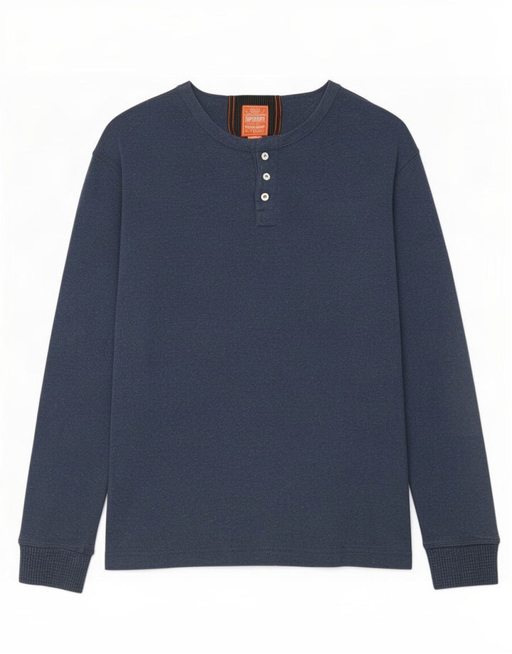 Męski top Superdry z długim rękawem, średni granatowy, bawełniany