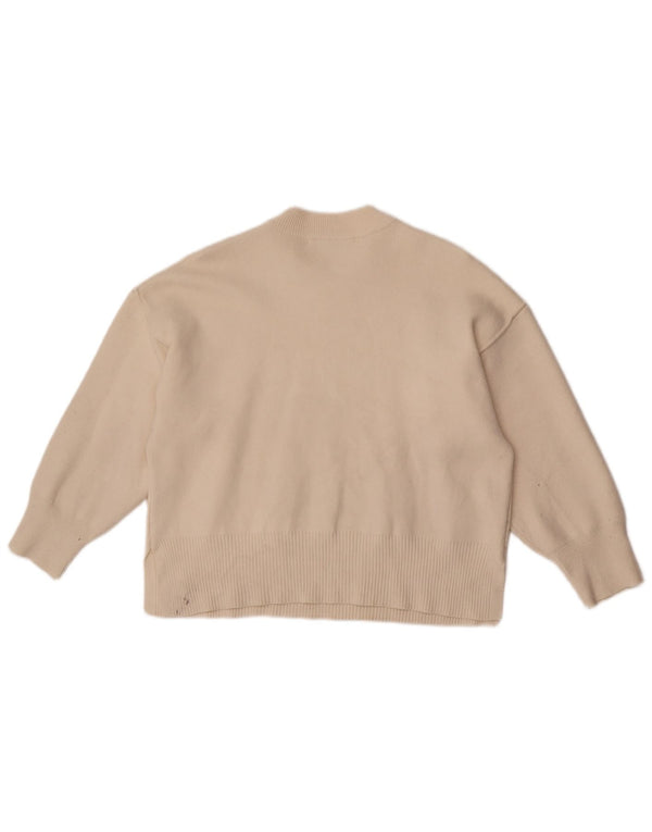 Damski sweter oversize Zara z okrągłym dekoltem UK 10 Small Beżowa wiskoza