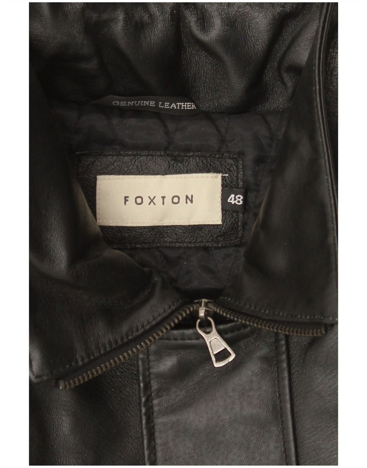 Męska kurtka skórzana VINTAGE IT 48, średnia czarna skóra