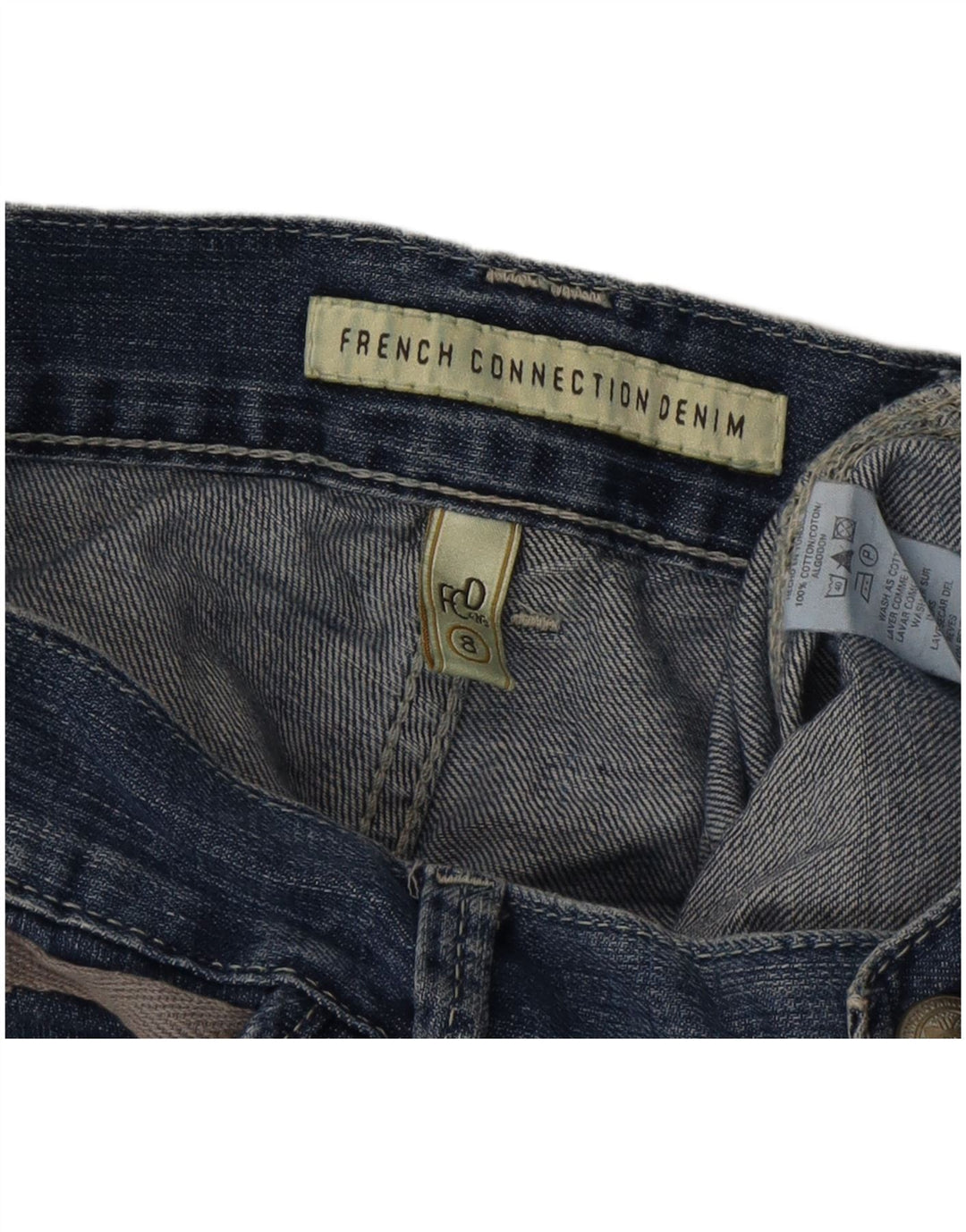 FRENCH CONNECTION Damskie jeansy Cargo Straight UK 8 Small W30 L33 Niebieskie