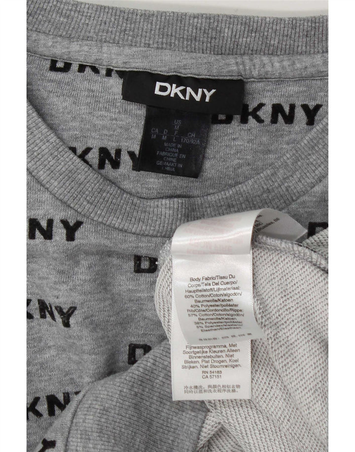 Damska bluza Dkny Crop Graphic Jumper UK 14 Średnia szara bawełna