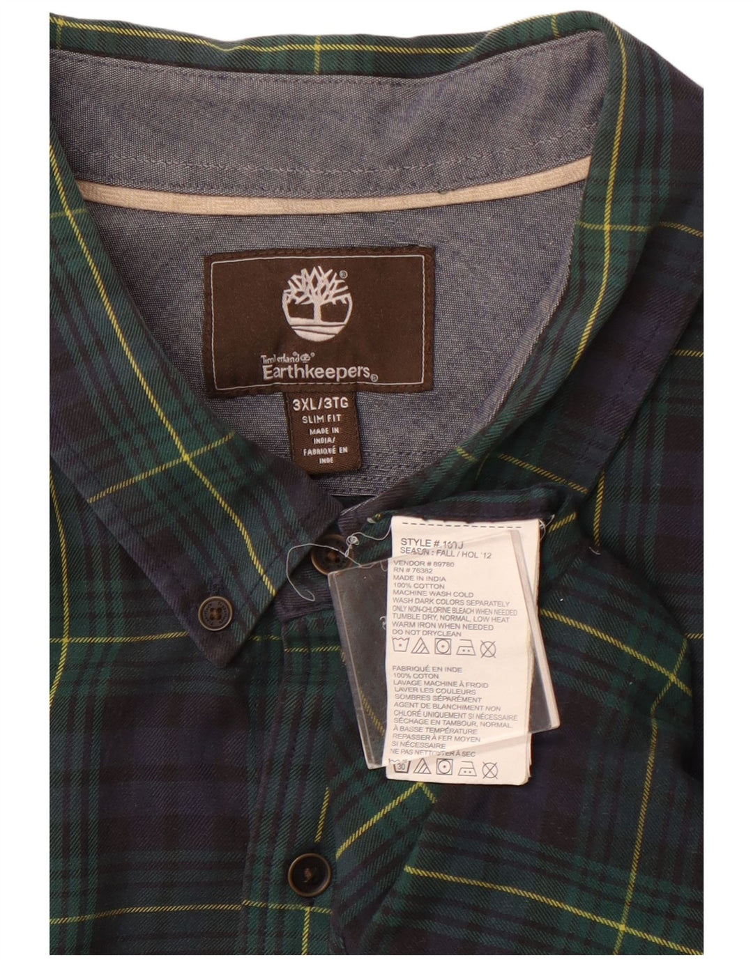 Koszula flanelowa męska TIMBERLAND firmy Earthkeepers slim fit, 3XL, granatowa w kratkę