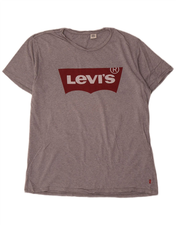 Męski T-shirt z grafiką Levi's, duży, szary, bawełniany