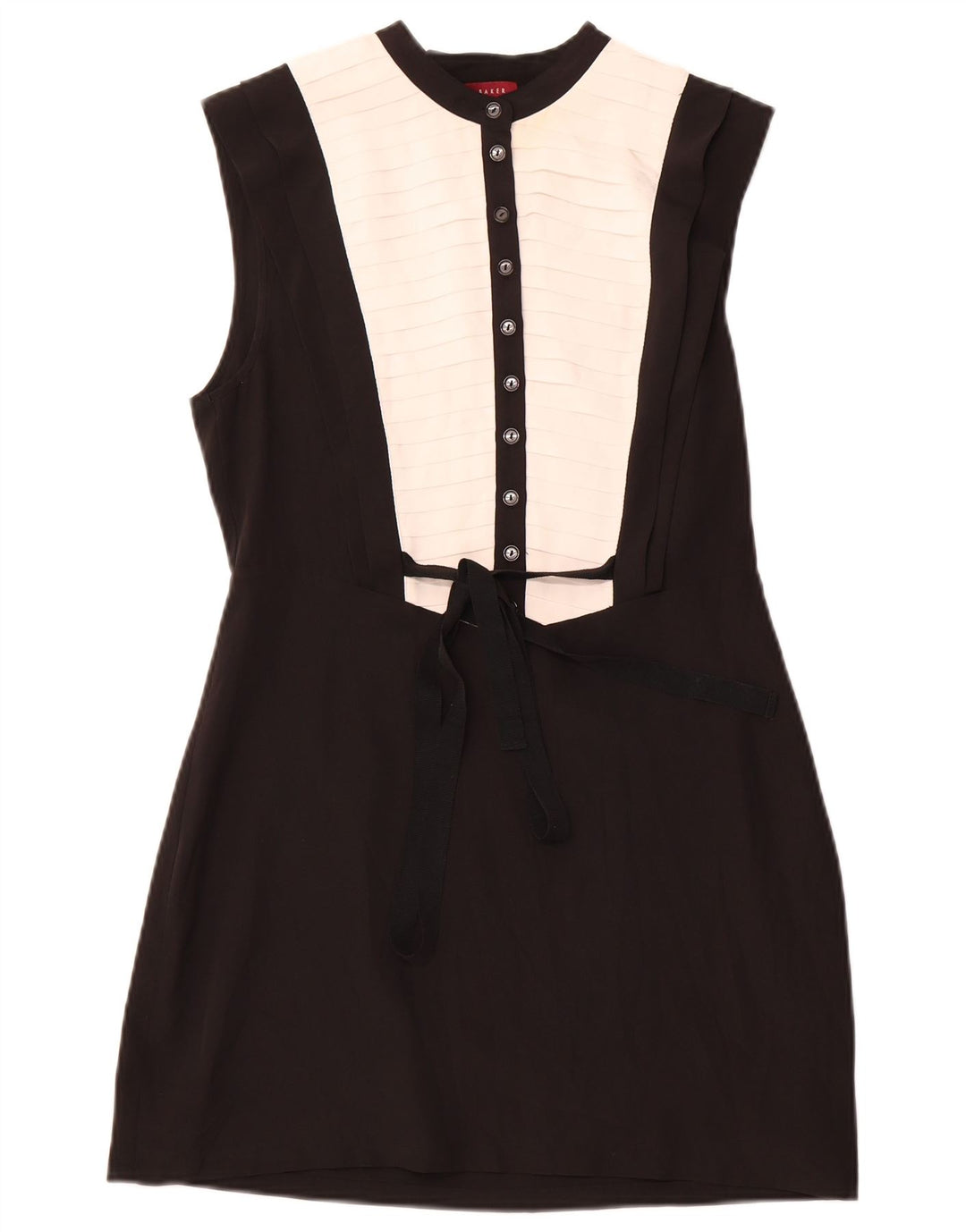 Damska sukienka o linii A bez rękawów TED BAKER, rozmiar 2, mała, czarna, z blokami kolorów