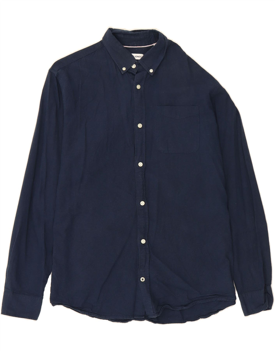JACK & JONES Mens Slim Shirt Large Navy Blue Cotton Vintage Jack & Jones and Second-Hand Jack & Jones from Messina Hembry 