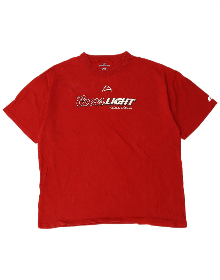 Męski T-shirt z grafiką RUSSELL ATHLETIC, duży, czerwony, bawełniany