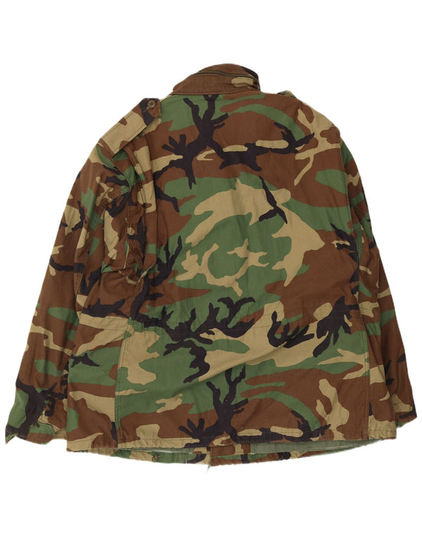 Vintage męska kurtka wojskowa UK 42 XL, zielona bawełna w kamuflażu