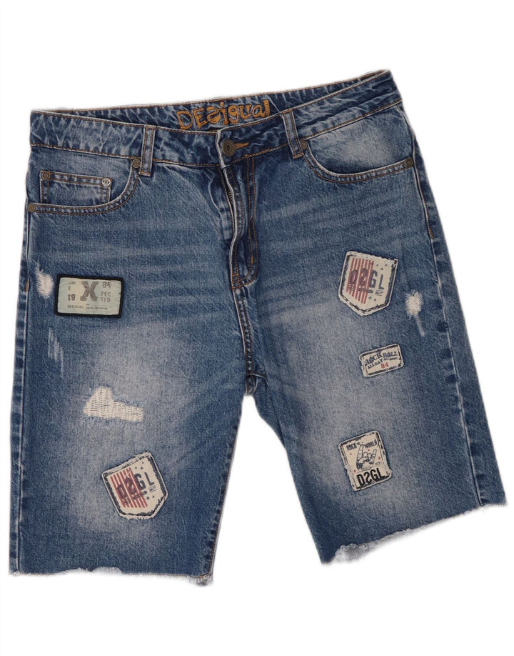 Męskie spodenki jeansowe Desigual W30 w kolorze średnioniebieskim, patchworkowa bawełna