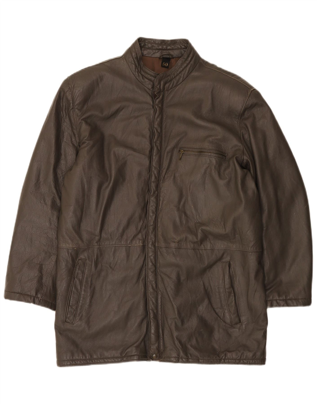 Vintage męska skórzana kurtka IT 50 duża brązowa