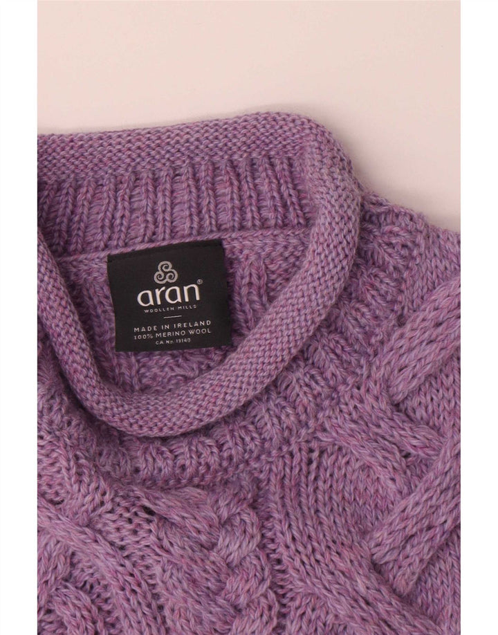Aran Wollen Mills Damski sweter z golfem UK 14 Średni fiolet