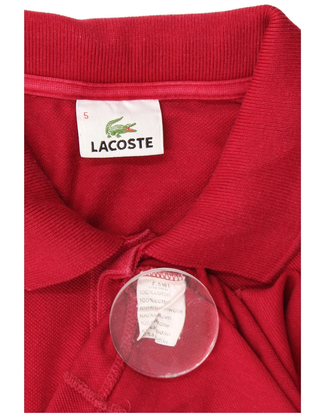 LACOSTE Mens Polo Shirt Size 5 Large Red Cotton