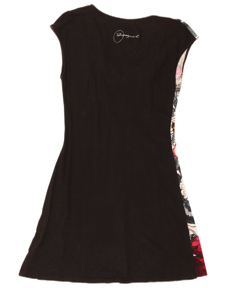 Damska sukienka basic Desigual UK 12, średnia czarna, z bawełny w kwiaty