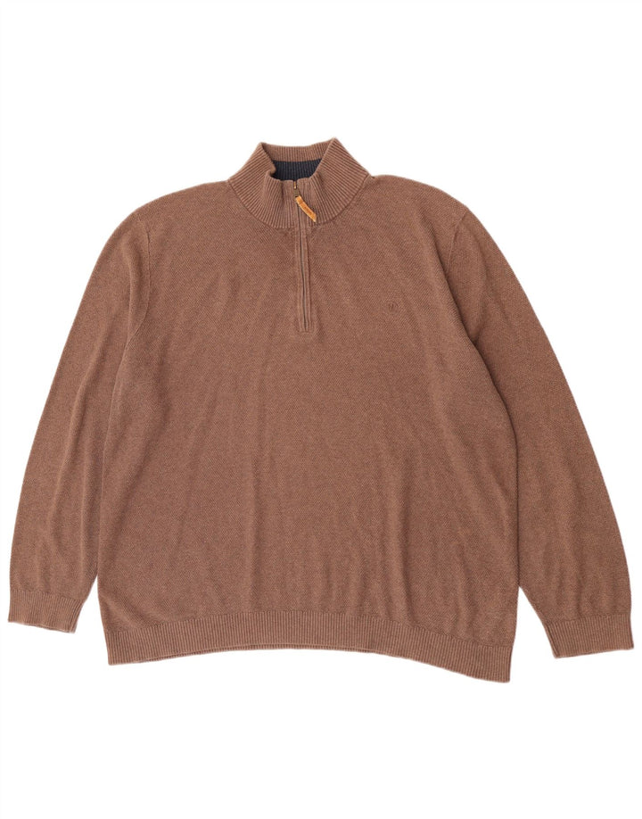 Męski sweter z zamkiem błyskawicznym Fat Face, 2XL, brązowa bawełna