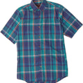 MCGREGOR Mens Classic Fit Short Sleeve Shirt Medium Blue Check Vintage McGregor and Second-Hand McGregor from Messina Hembry 