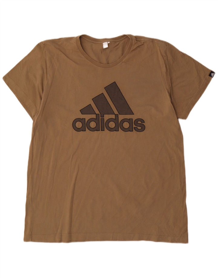 Męska koszulka z grafiką Adidas, duża, brązowa