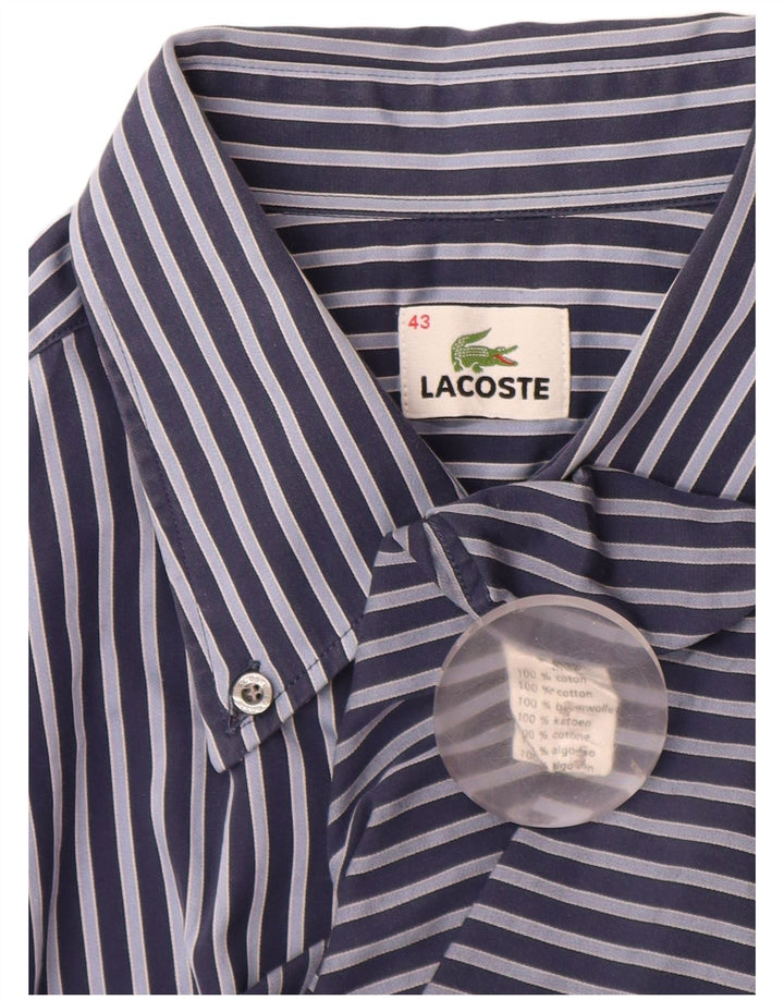 Koszula męska z krótkim rękawem LACOSTE, rozmiar 43 XL, bawełniana, granatowa w prążki