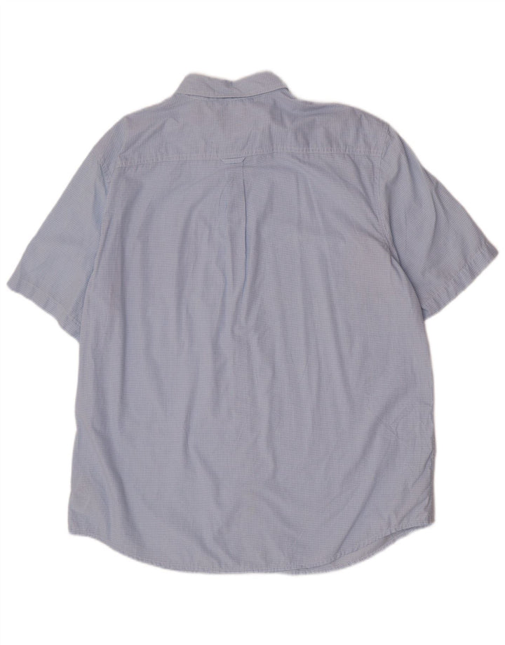 Męska koszula z krótkim rękawem Chaps Easy Care XL w niebieską kratkę, bawełniana