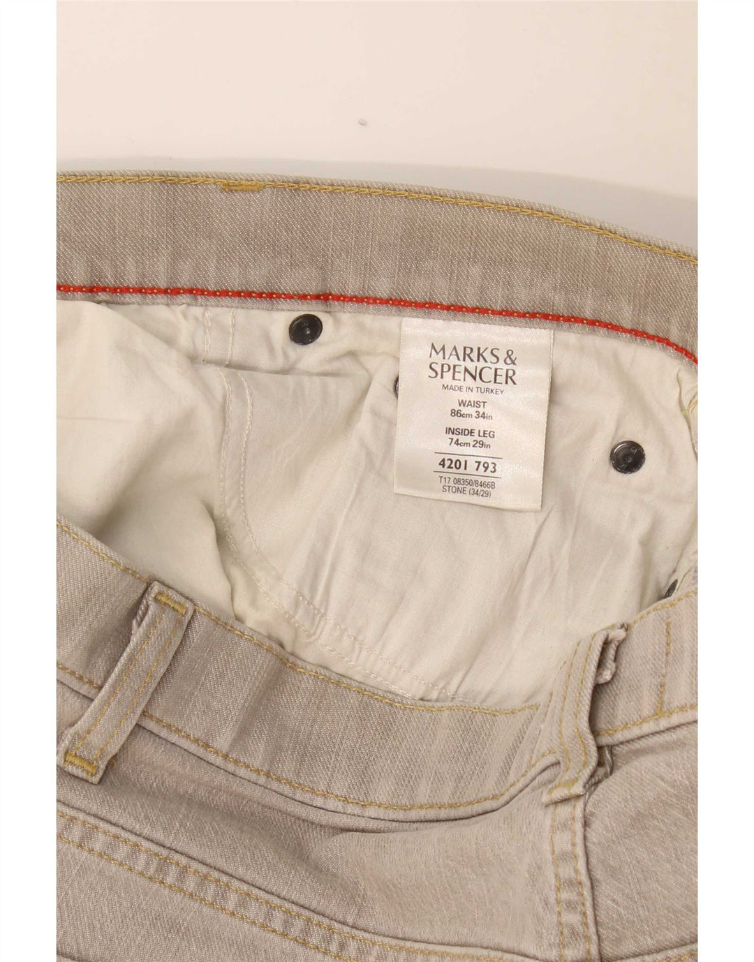 Marks & Spencer Męskie niebieskie dżinsy Harbor Straight W34 L29 Szara bawełna