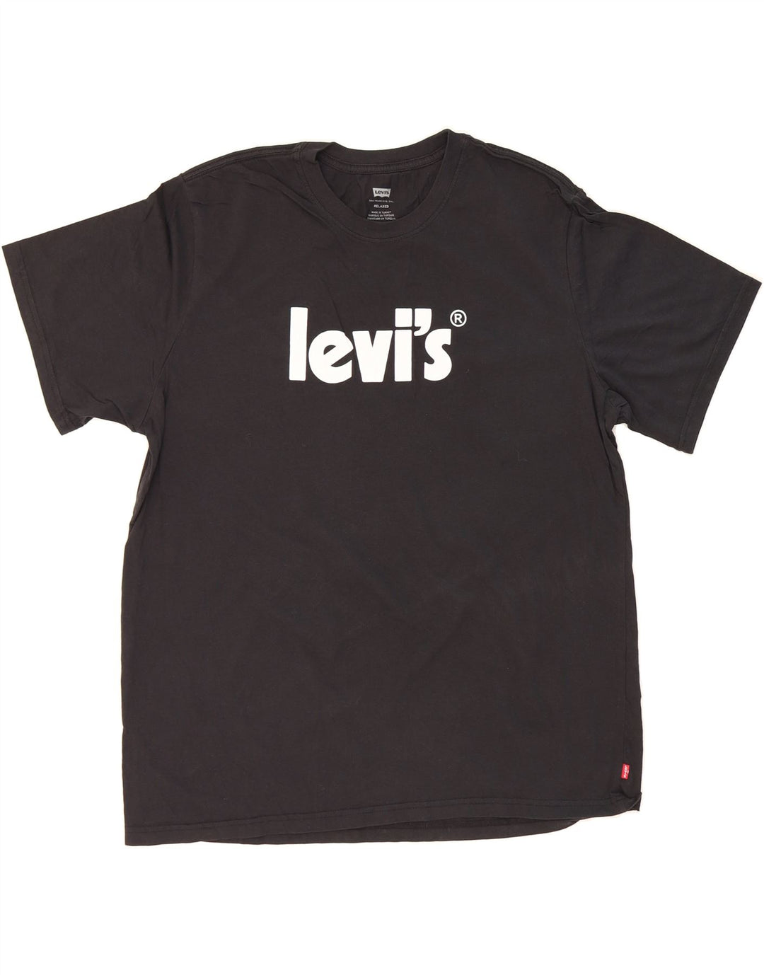 LEVI'S Mens Relaxed Graphic T-Shirt Top Large Black Cotton Vintage Levi's and Second-Hand Levi's from Messina Hembry 