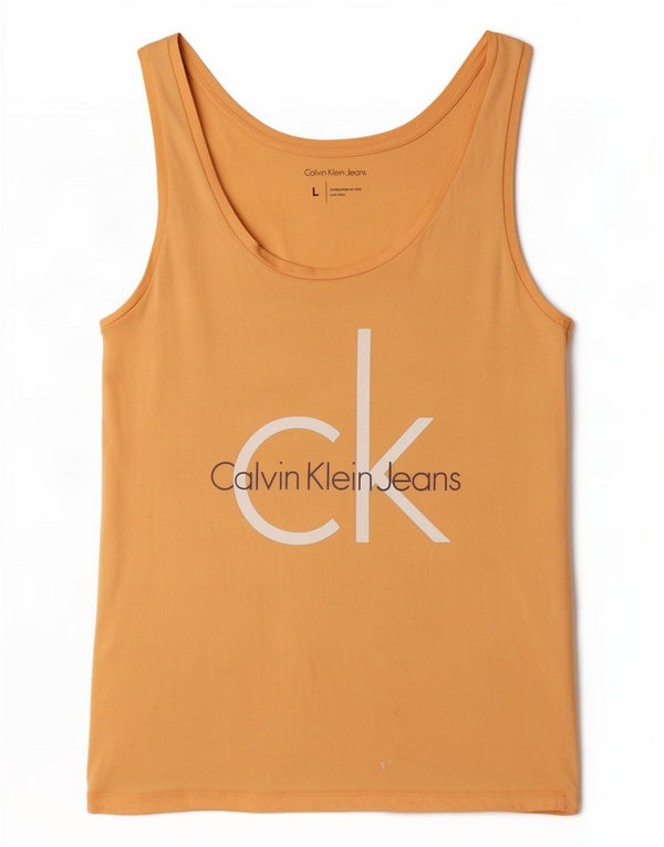 Damska kamizelka z grafiką Calvin Klein Jeans UK 14, duża, żółta bawełna