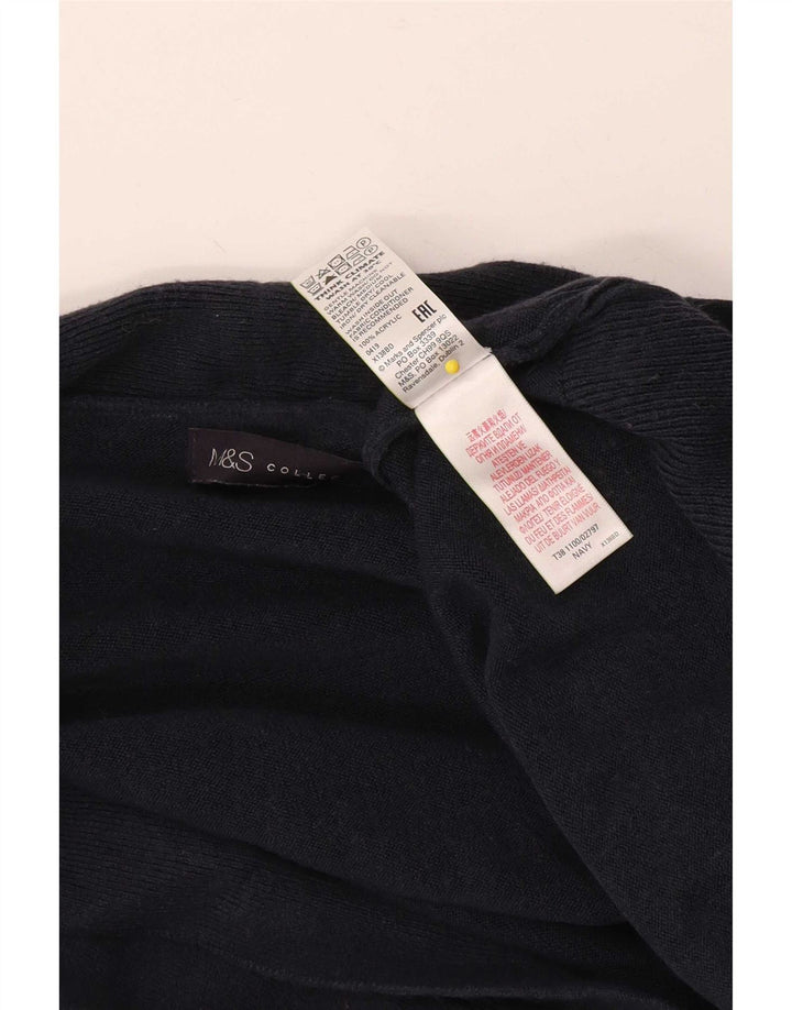 Marks & Spencer Damski sweter rozpinany, mały, granatowy, akrylowy