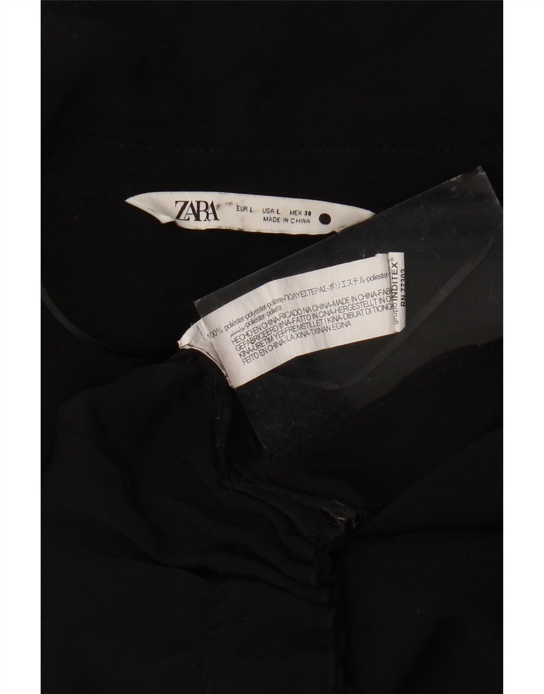 Damska bluzka Zara z krótkim rękawem 3/4, UK 14, duży, czarny poliester