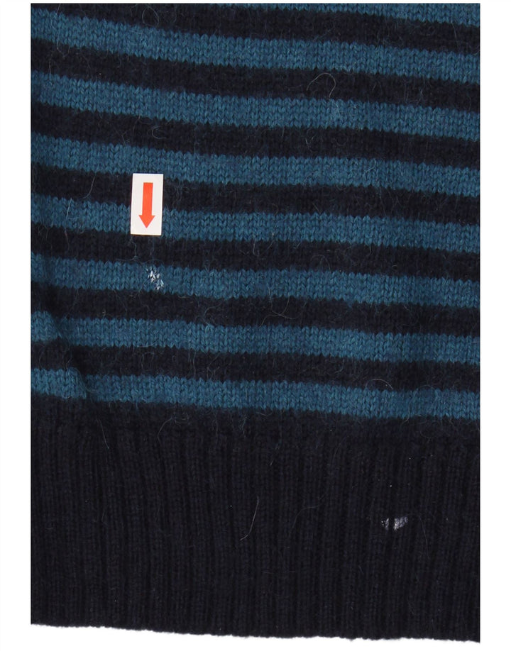 JACK WILLS Męski sweter z okrągłym dekoltem, mały, wełniany granatowy w paski
