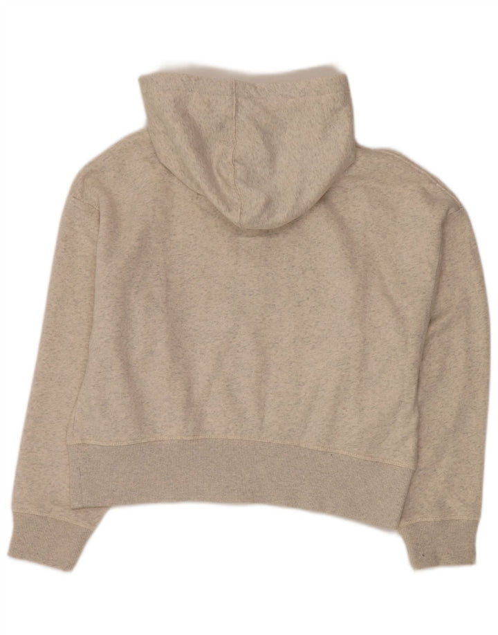 CALVIN KLEIN Damski sweter z kapturem i zamkiem błyskawicznym UK 10, mały, w kolorze złamanej bieli, nakrapiany