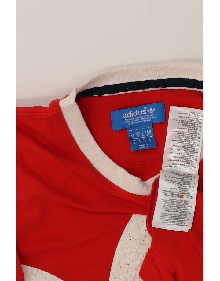 Męski T-shirt z grafiką ADIDAS, mały, czerwony, bawełniany