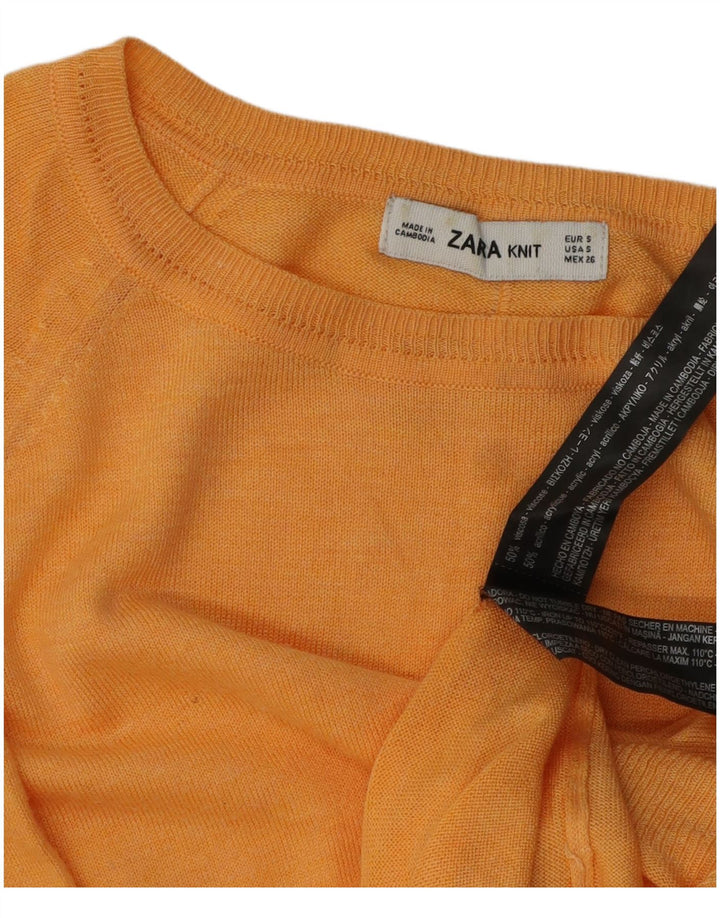 Damski sweter oversize z dekoltem w łódkę Zara UK 10 Small Orange Wiskoza