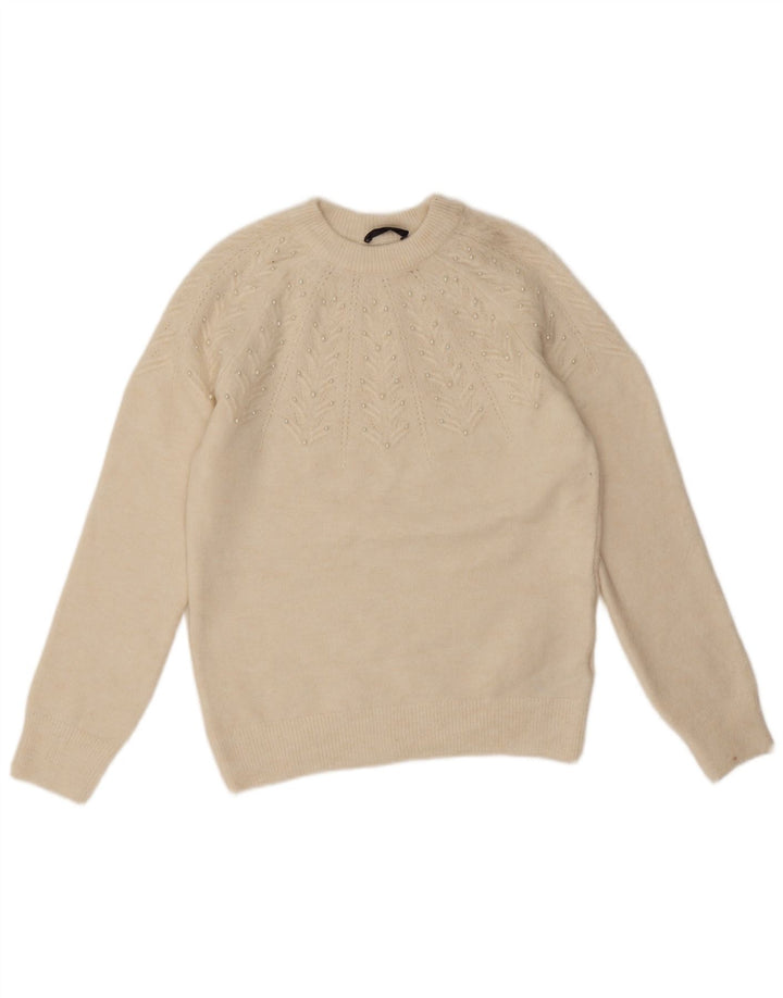 Marks & Spencer Damski sweter z okrągłym dekoltem, UK 10, mały, w kolorze złamanej bieli