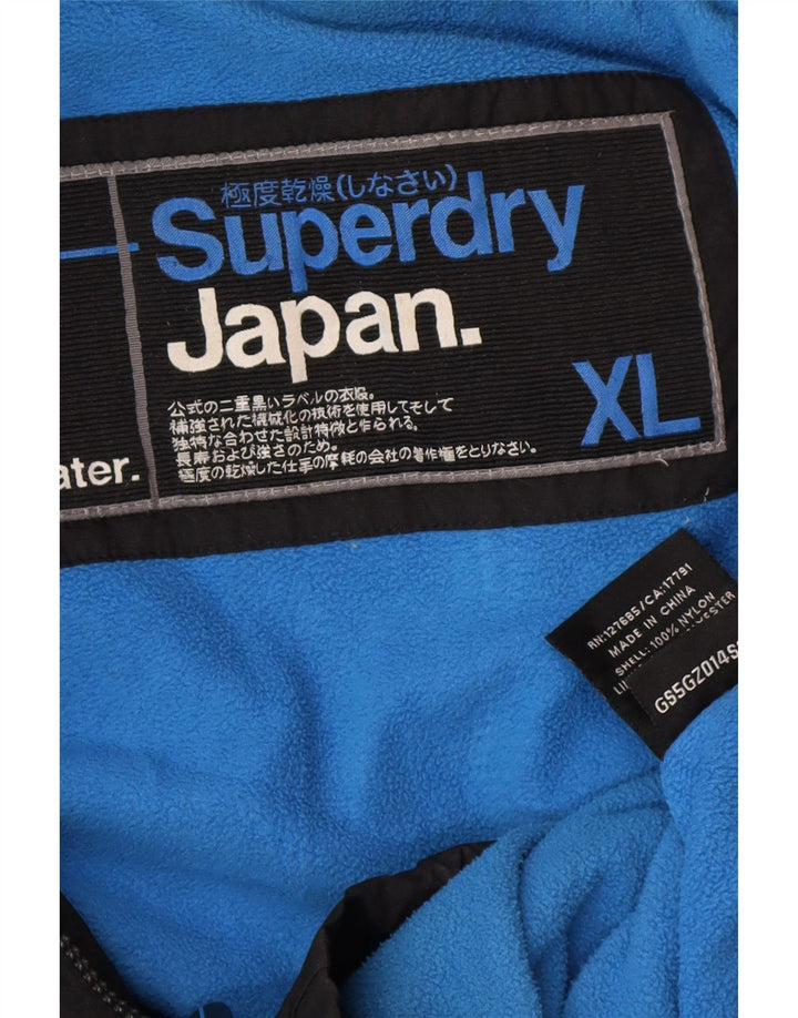 Damska kurtka wiatrówka z kapturem Superdry UK 18 XL, czarny nylon