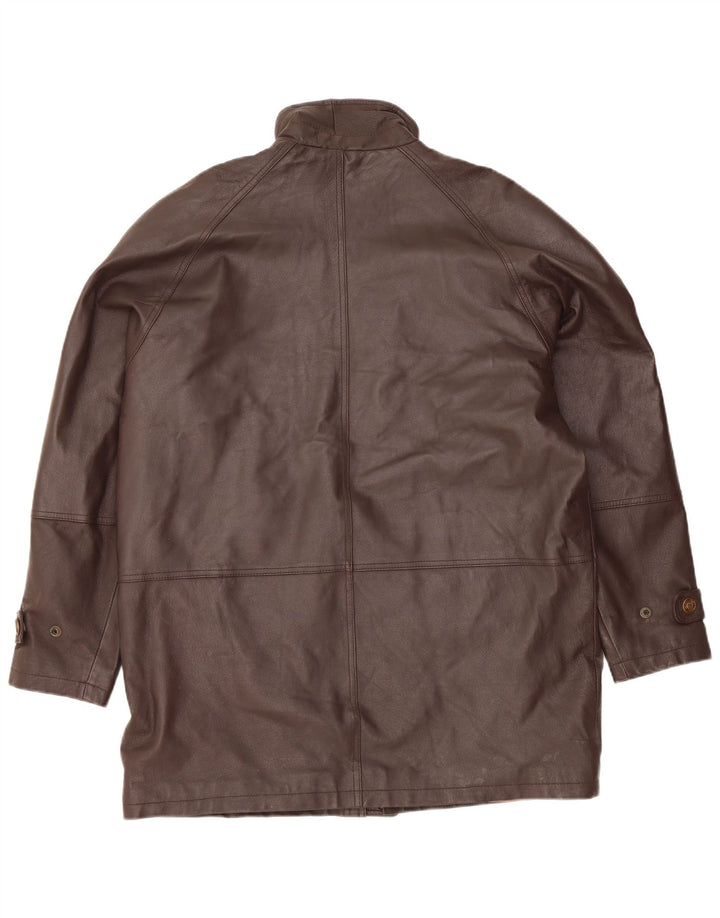 Vintage męska kurtka skórzana UK 40 duża brązowa skóra