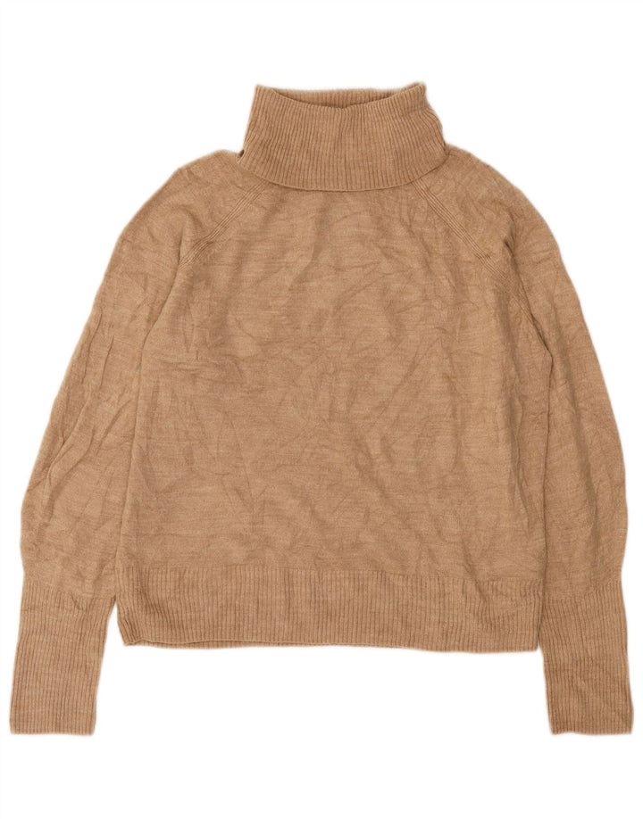Marks & Spencer Damski sweter z golfem UK 14 Średni beż akrylowy
