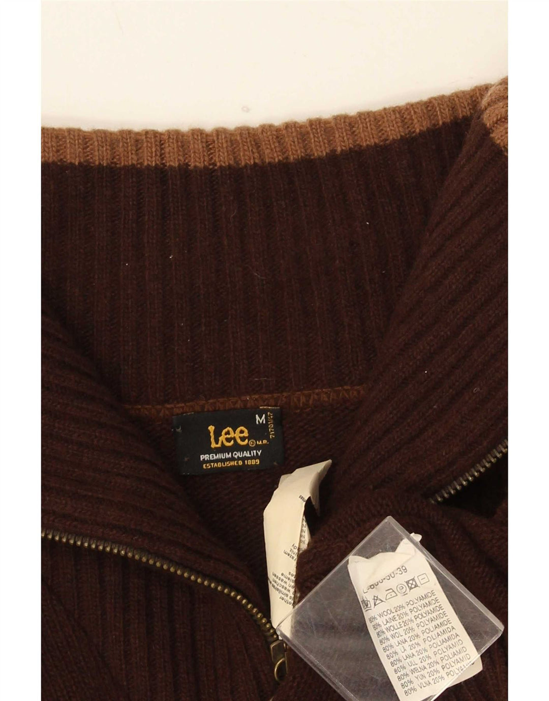 Męski sweter z grafiką Lee, średniej wielkości brązowa wełna