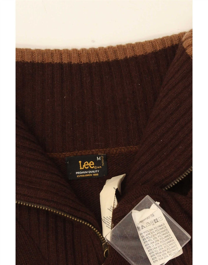 Męski sweter z grafiką Lee, średniej wielkości brązowa wełna