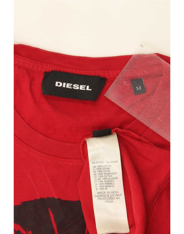 Męska koszulka z grafiką Diesel, bawełniana, średnia czerwona